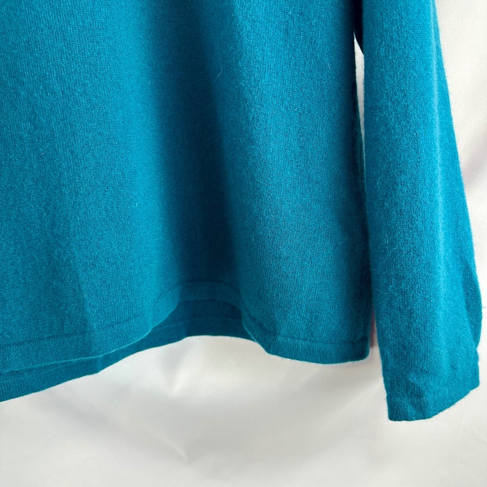 100% Cashmere Sweater XL Petite 18 20 Teal Blue Mock Neck Soft Knit Lands' End - Picture 11 of 17